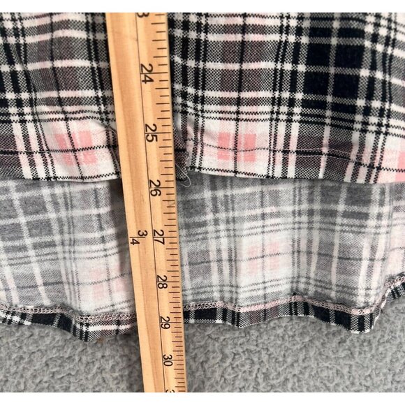 Rue 21 Women's Black/Pink Plaid Button Down Long Sleeve Stretch Shirt Size XL - Picture 8 of 10